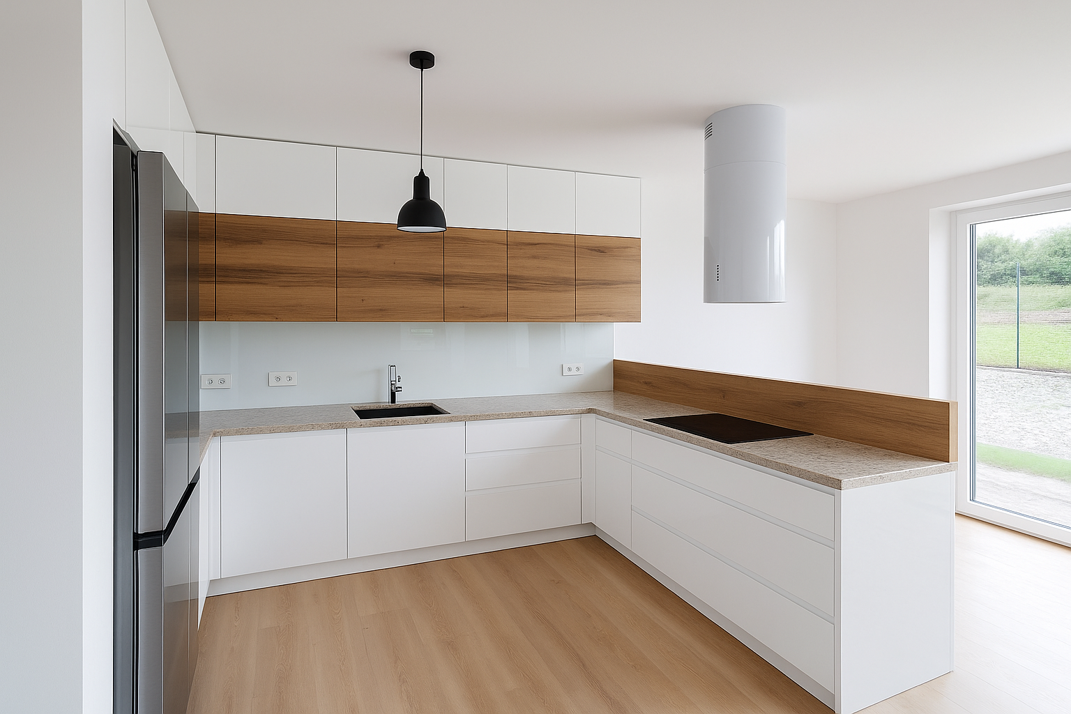 Velká kuchyň v lesku