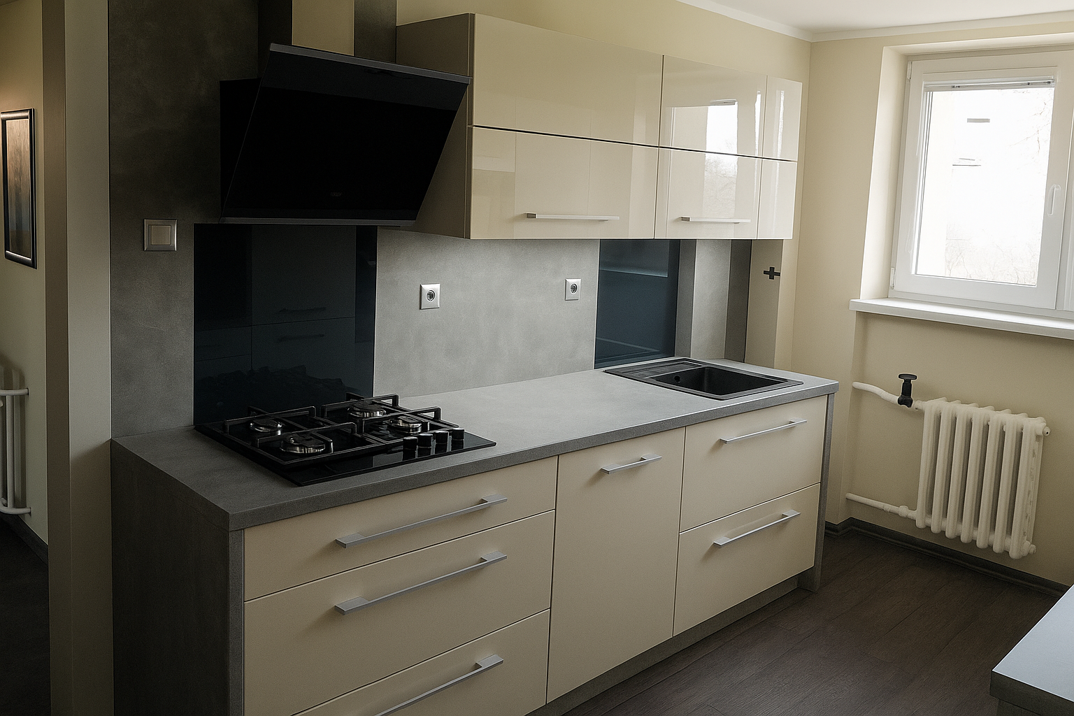 Malá kuchyň v bytě na 2 stěny