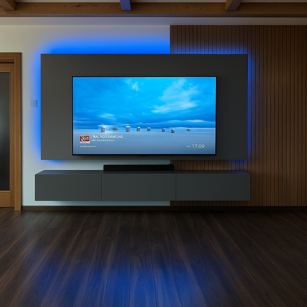 Obývací stěna s lamelami